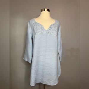 Melvin Tunic 100% Linen Light Blue